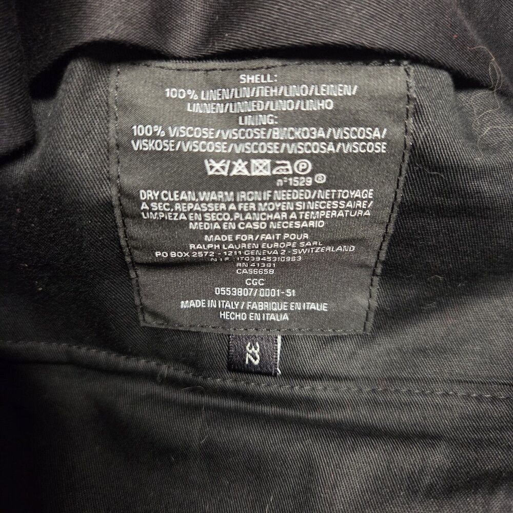 RALPH LAUREN Black Label Mens 100% Linen Black Straight Leg Pants Black 32X37.5 - Picture 4 of 8